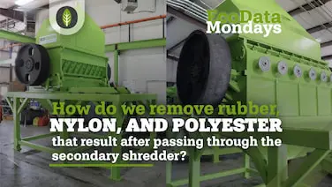 How do we remove rubber, nylon, and polyester that result after passing through the secondary shredder?