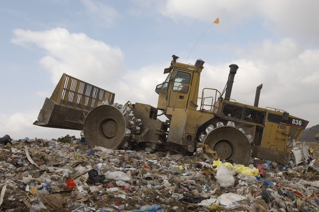 Bulldozer in a landfill