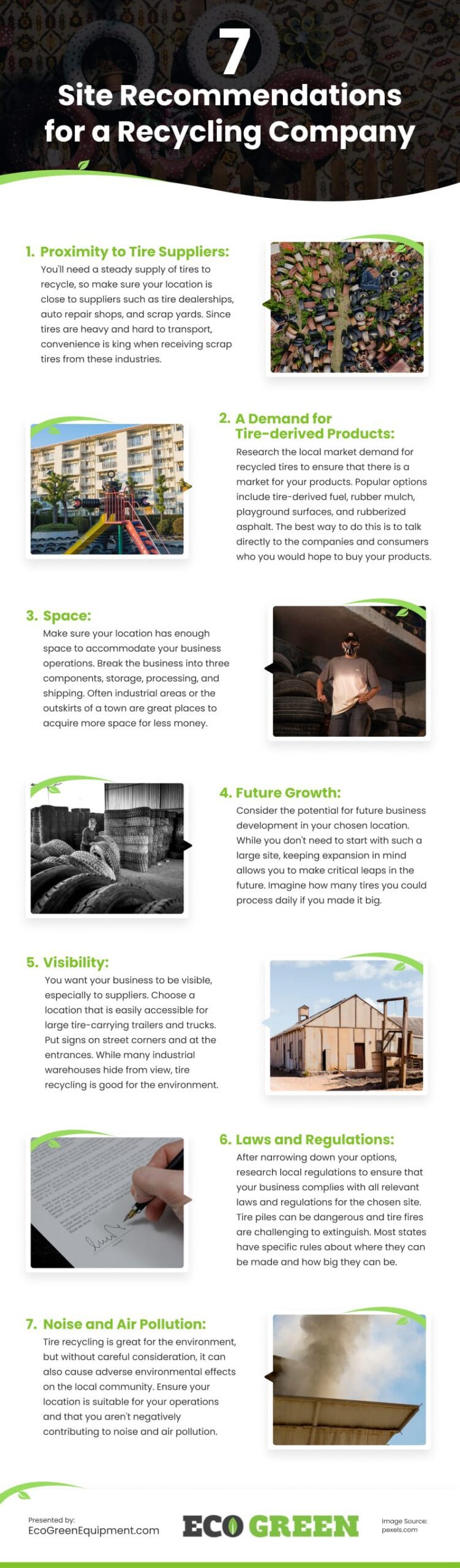 7 Site Recommendations for a Recycling Company Infographic