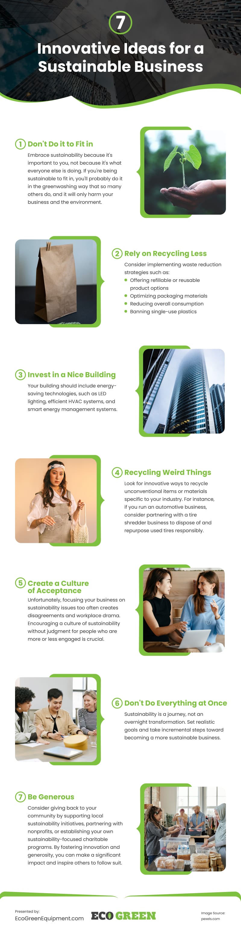 7 Innovative Ideas for a Sustainable Business Infographic