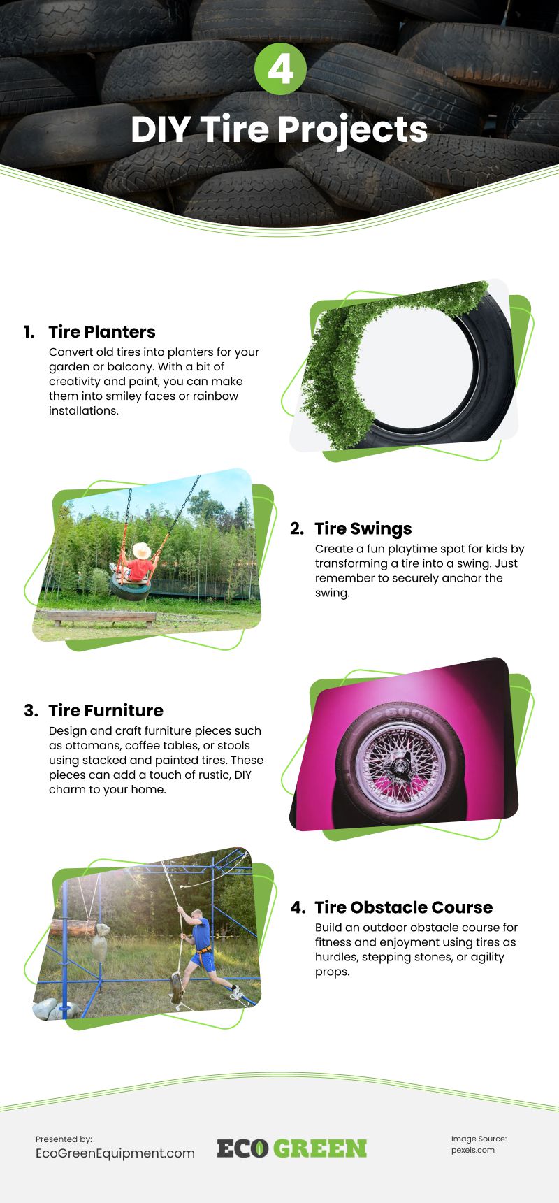 4 DIY Tire Projects Infographic